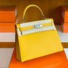 Hermes Kelly Epsom 9D Amber yellow Silver Hardware 28cm Full Handmade