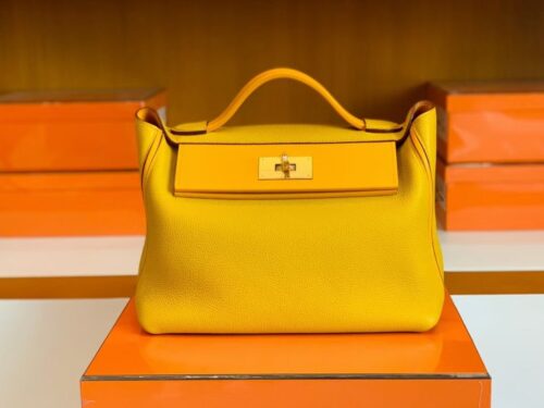 Hermes Kelly 2424 taurillon Leather 9D Amber yellow Gold Hardware 29cm Full Handmade