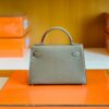 Hermes Mini Kelly Chevre Etoupe Grey Silver Hardware 19cm Full Handmade
