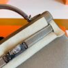 Hermes Mini Kelly Chevre Etoupe Grey Silver Hardware 19cm Full Handmade