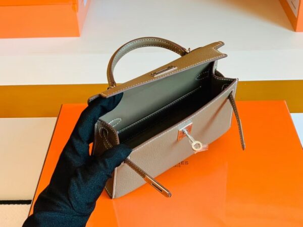 mmexport1679281871086-1024x768-1 Hermes Mini Kelly Chevre Etoupe Grey Silver Hardware 19cm Full Handmade