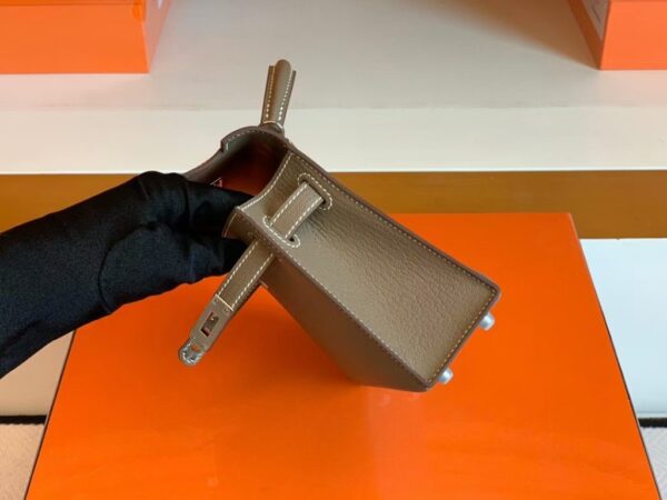 mmexport1679281872524-1024x768-1 Hermes Mini Kelly Chevre Etoupe Grey Silver Hardware 19cm Full Handmade