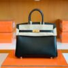 Hermes Birkin Box Leather Black Gold Hardware 25cm Full Handmade