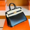 Hermes Birkin Box Leather Black Gold Hardware 25cm Full Handmade