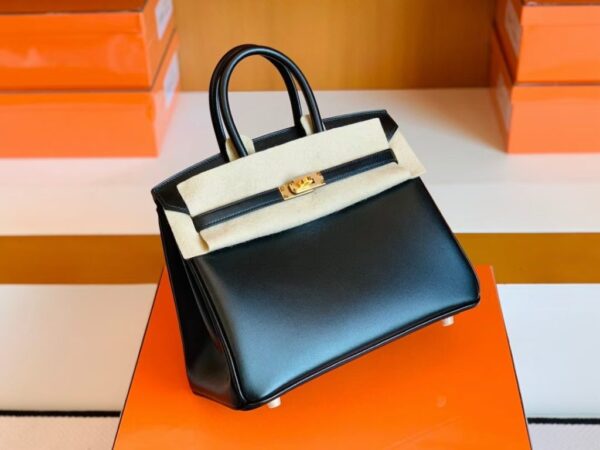 mmexport1679282894446-1024x768-1 Hermes Birkin Box Leather Black Gold Hardware 25cm Full Handmade