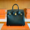 Hermes Birkin Box Leather Black Gold Hardware 25cm Full Handmade