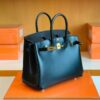 Hermes Birkin Box Leather Black Gold Hardware 25cm Full Handmade