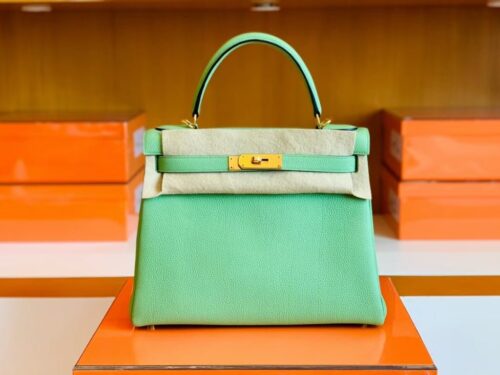 Hermes Kelly Togo 3i Avocado green Gold Hardware 28cm Full Handmade