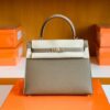 Hermes Kelly Epsom Etoupe Grey Silver Hardware 25cm Full Handmade