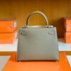 Hermes Kelly Epsom Etoupe Grey Silver Hardware 25cm Full Handmade
