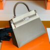 Hermes Kelly Epsom Etoupe Grey Silver Hardware 25cm Full Handmade