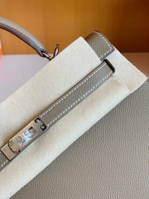 Hermes Kelly Epsom Etoupe Grey Silver Hardware 25cm Full Handmade