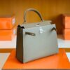 Hermes Kelly Epsom Etoupe Grey Silver Hardware 25cm Full Handmade