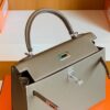 Hermes Kelly Epsom Etoupe Grey Silver Hardware 25cm Full Handmade