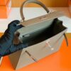 Hermes Kelly Epsom Etoupe Grey Silver Hardware 25cm Full Handmade
