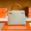 Hermes Kelly Epsom S2 Trench Grey & 37 Golden Brown Gold Hardware 25cm Full Handmade