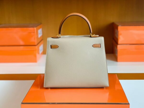 Hermes Kelly Epsom S2 Trench Grey & 37 Golden Brown Gold Hardware 25cm Full Handmade