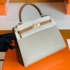 Hermes Kelly Epsom S2 Trench Grey & 37 Golden Brown Gold Hardware 25cm Full Handmade