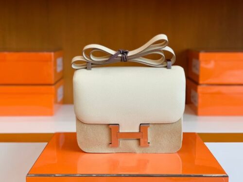 Hermes Constance Epsom Creamy White Silver Hardware 24cm Full Handmade
