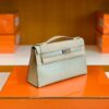 Hermes Mini Kelly pochette Matte Alligator Y1 vanilla Silver Hardware 22cm Full Handmade