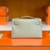 Hermes Mini Kelly pochette Matte Alligator Y1 vanilla Silver Hardware 22cm Full Handmade