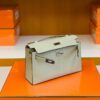 Hermes Mini Kelly pochette Matte Alligator Y1 vanilla Silver Hardware 22cm Full Handmade