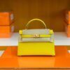 Hermes Mini Kelly Chevre 9O Naples yellow Gold Hardware 19cm Full Handmade