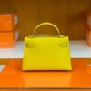 Hermes Mini Kelly Chevre 9O Naples yellow Gold Hardware 19cm Full Handmade