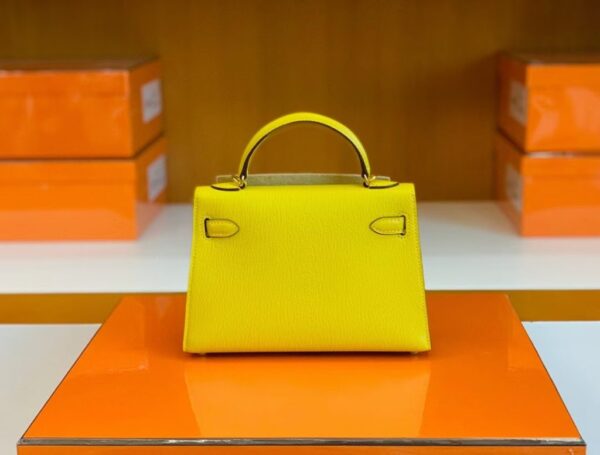 Hermes Mini Kelly Chevre 9O Naples yellow Gold Hardware 19cm Full Handmade