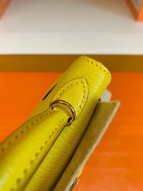 Hermes Mini Kelly Chevre 9O Naples yellow Gold Hardware 19cm Full Handmade