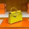 Hermes Mini Kelly Chevre 9O Naples yellow Gold Hardware 19cm Full Handmade