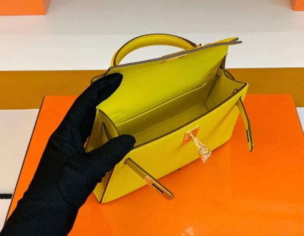 Hermes Mini Kelly Chevre 9O Naples yellow Gold Hardware 19cm Full Handmade