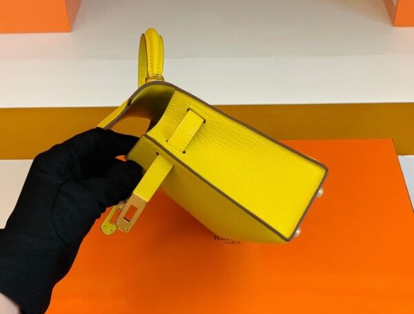 Hermes Mini Kelly Chevre 9O Naples yellow Gold Hardware 19cm Full Handmade