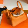 Hermes Mini Lindy TC Leather Orange Silver Hardware 20cm Full Handmade
