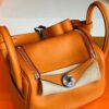 Hermes Mini Lindy TC Leather Orange Silver Hardware 20cm Full Handmade