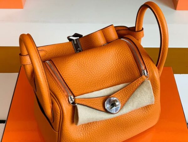mmexport1679283481792-1024x776-1 Hermes Mini Lindy TC Leather Orange Silver Hardware 20cm Full Handmade