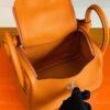 Hermes Mini Lindy TC Leather Orange Silver Hardware 20cm Full Handmade