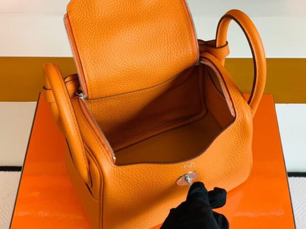mmexport1679283487092-1024x768-1 Hermes Mini Lindy TC Leather Orange Silver Hardware 20cm Full Handmade