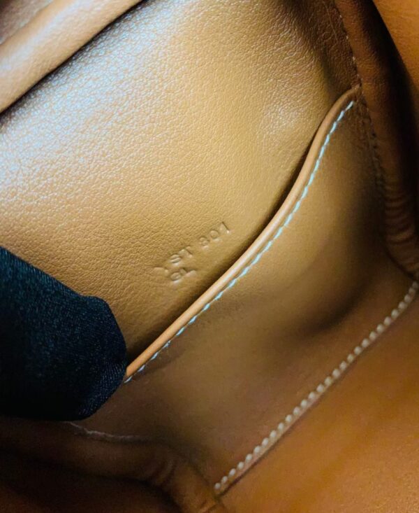 Hermes Mini Lindy TC Leather Golden Brown Silver Hardware 19cm Full Handmade