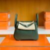 Hermes Mini Lindy TC Leather Jungle green Silver Hardware 19cm Full Handmade
