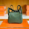 Hermes Mini Lindy TC Leather Jungle green Silver Hardware 19cm Full Handmade