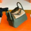Hermes Mini Lindy TC Leather Jungle green Silver Hardware 19cm Full Handmade