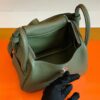 Hermes Mini Lindy TC Leather Jungle green Silver Hardware 19cm Full Handmade