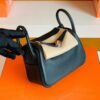 Hermes Mini Lindy TC Leather Black Gold Hardware 19cm Full Handmade