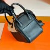 Hermes Mini Lindy TC Leather Black Gold Hardware 19cm Full Handmade