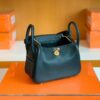 Hermes Mini Lindy TC Leather Black Gold Hardware 19cm Full Handmade