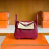 Hermes Mini Lindy TC Leather K1 Garnet red Silver Hardware 19cm Full Handmade