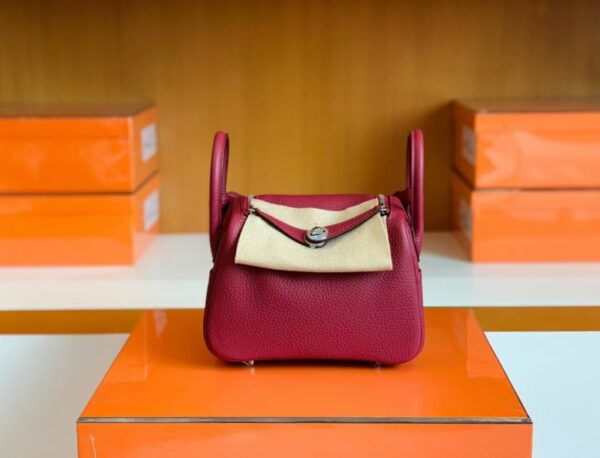 mmexport1679966027845-1024x781-1 Hermes Mini Lindy TC Leather K1 Garnet red Silver Hardware 19cm Full Handmade
