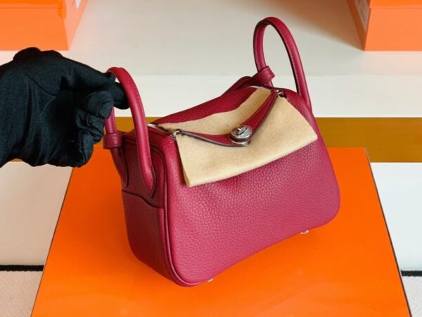 mmexport1679966030937-1024x768-1 Hermes Mini Lindy TC Leather K1 Garnet red Silver Hardware 19cm Full Handmade