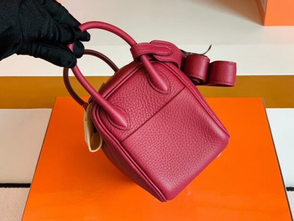 mmexport1679966032330-1024x768-1 Hermes Mini Lindy TC Leather K1 Garnet red Silver Hardware 19cm Full Handmade